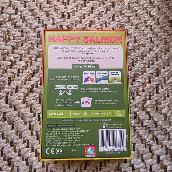 HAPPY SALMON Party Card Game Family Friendly (2021) Used 1 Time NICE - Picture 2 of 9